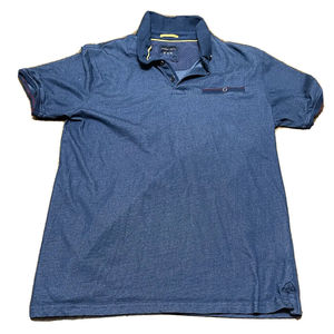 Denim and Flower Large Blue Polo Solid Mens Soft